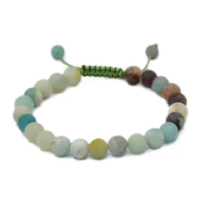 Natural Matte Colorful Amazonite 8mm Gemstone Healing Power Crystal Adjustable Macrame Bracelet