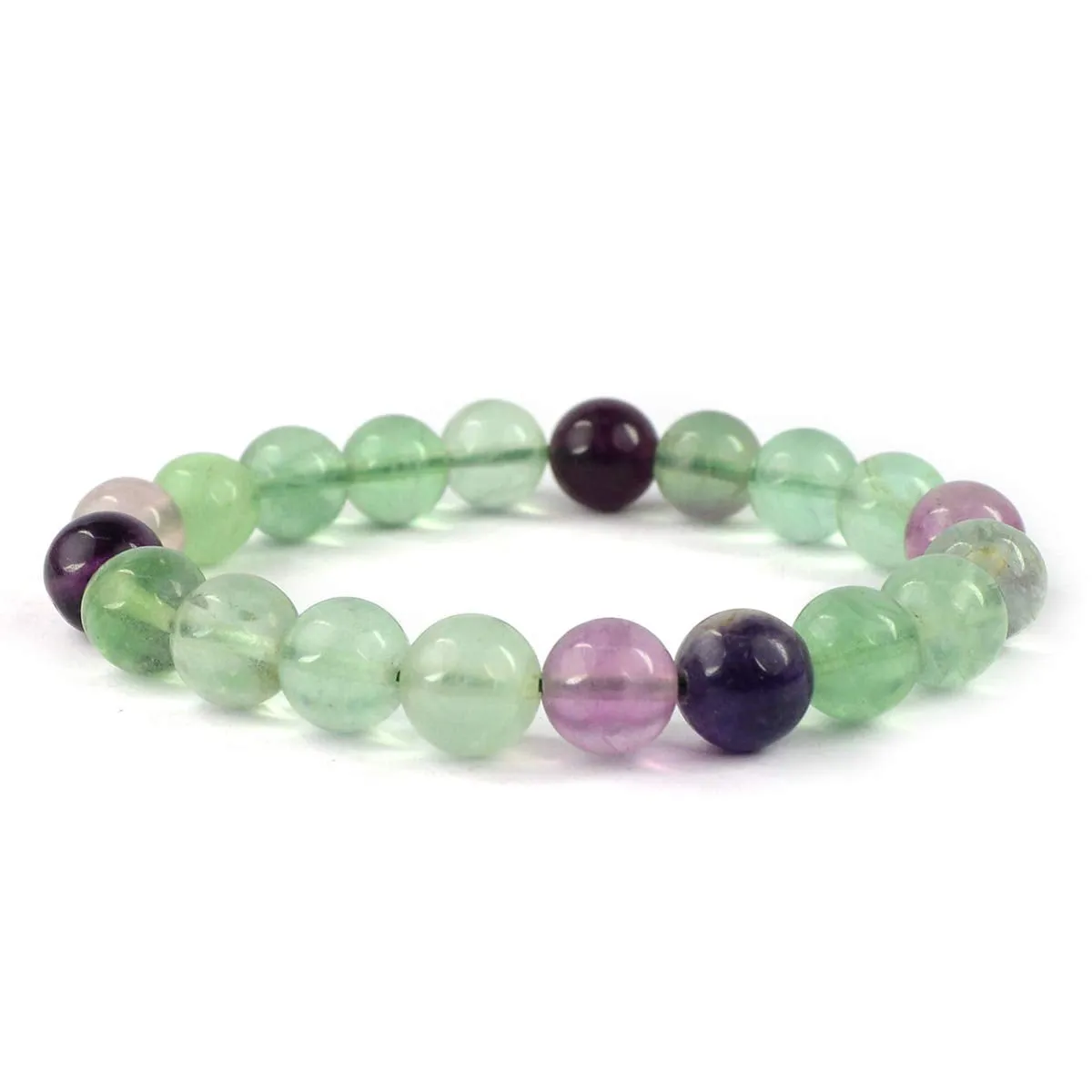 Natural Multi Fluorite Bracelet 8 mm Beads Bracelet Round Shape for Reiki Healing and Crystal Healing Stone Semi Precious Gemstones Stretchable Bracelet