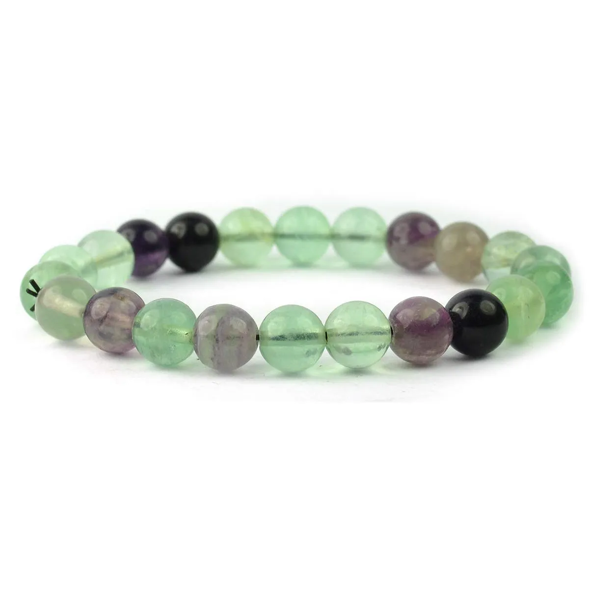 Natural Multi Fluorite Bracelet 8 mm Beads Bracelet Round Shape for Reiki Healing and Crystal Healing Stone Semi Precious Gemstones Stretchable Bracelet