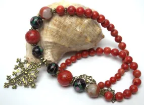 Natural Ukrainian red coral necklace Vintage coral necklace Genuine real coral Personalized gifts for mom Gifts for her Anniversary gifts
