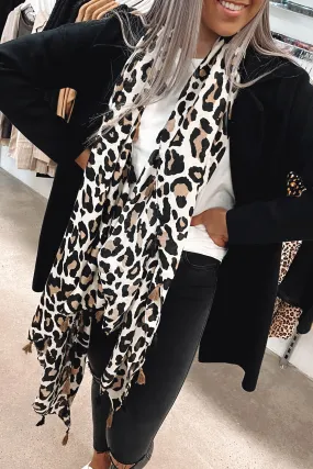 Nela Tassels Scarf Leopard