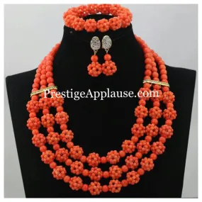 New Design Ball Coral African Beads Bridal Wedding Party Jewelry Set