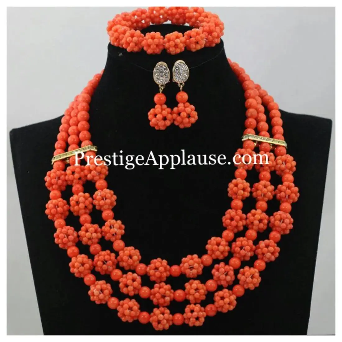 New Design Ball Coral African Beads Bridal Wedding Party Jewelry Set