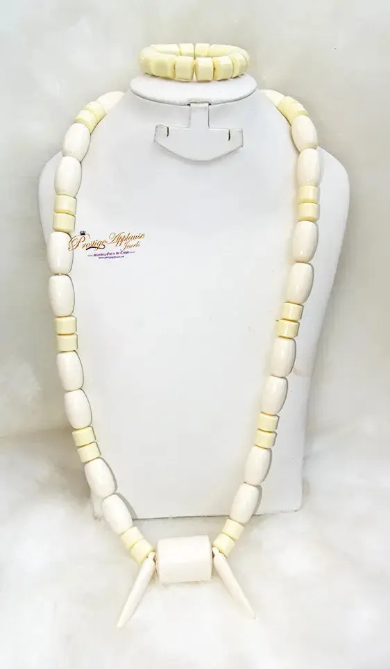 Nigerian Ethnic Arcylic Coral wedding Men Beaded Groom Edo Igbo Red White Necklace Jewellery