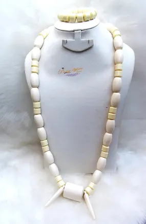 Nigerian Ethnic Arcylic Coral wedding Men Beaded Groom Edo Igbo Red White Necklace Jewellery