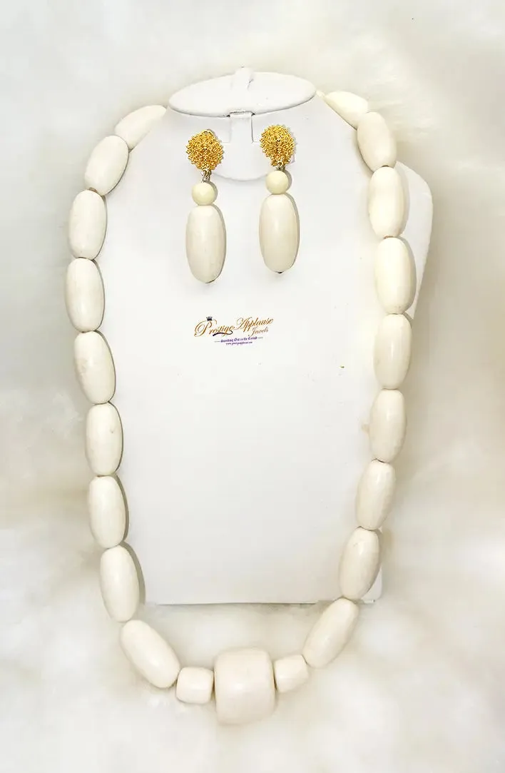 Nigerian Ethnic Arcylic Coral wedding Men Beaded Groom Edo Igbo Red White Necklace Jewellery