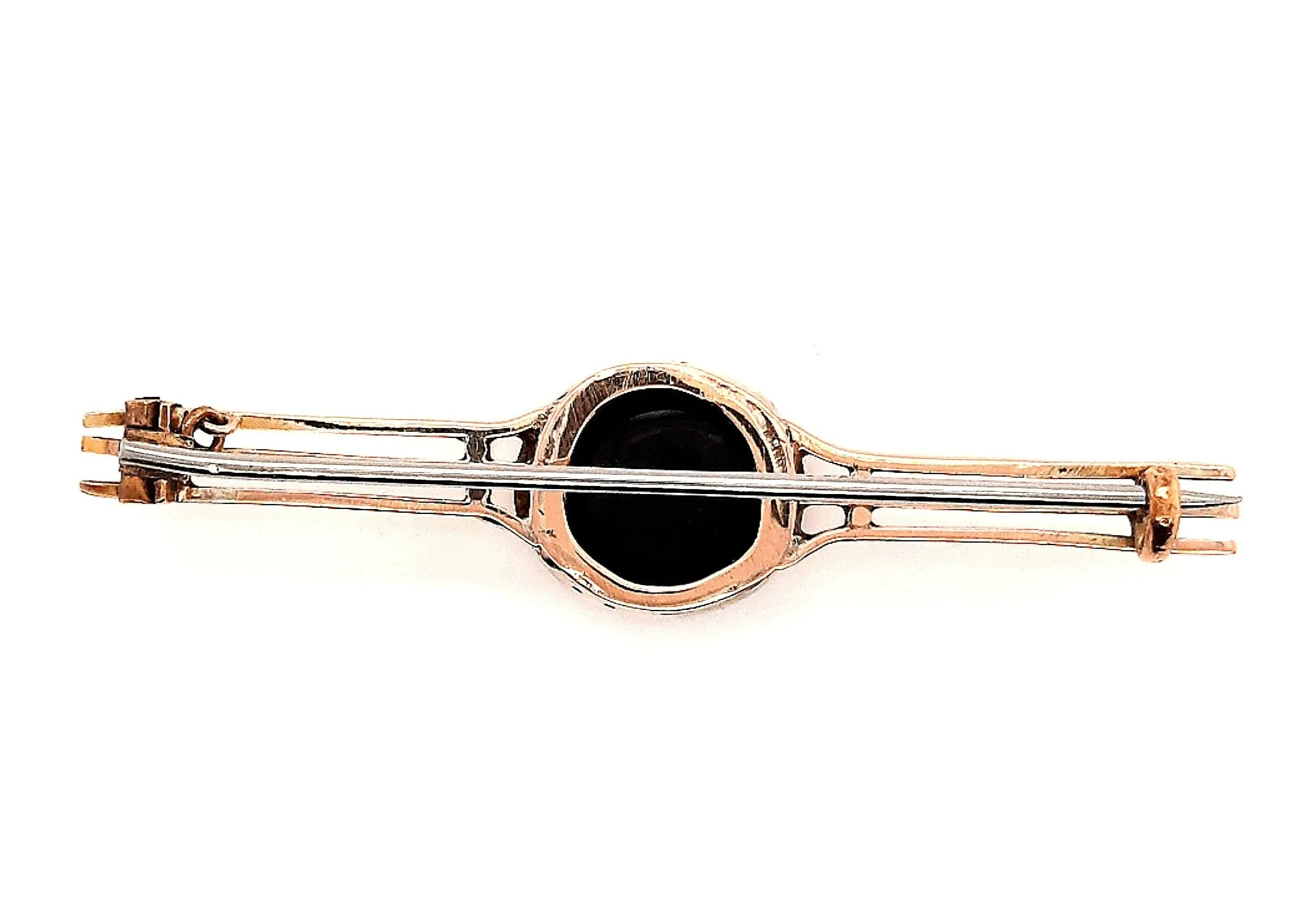 Opal 9ct Yellow & White Gold Three Bar Handmade Brooch