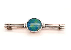 Opal 9ct Yellow & White Gold Three Bar Handmade Brooch