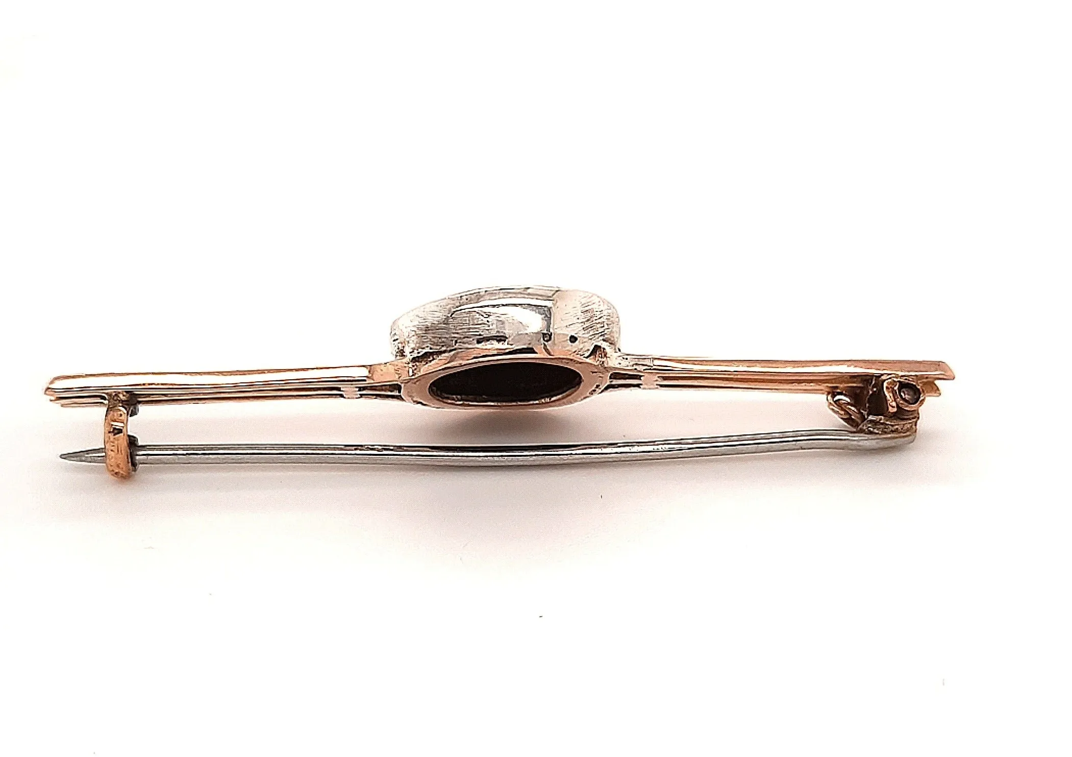 Opal 9ct Yellow & White Gold Three Bar Handmade Brooch