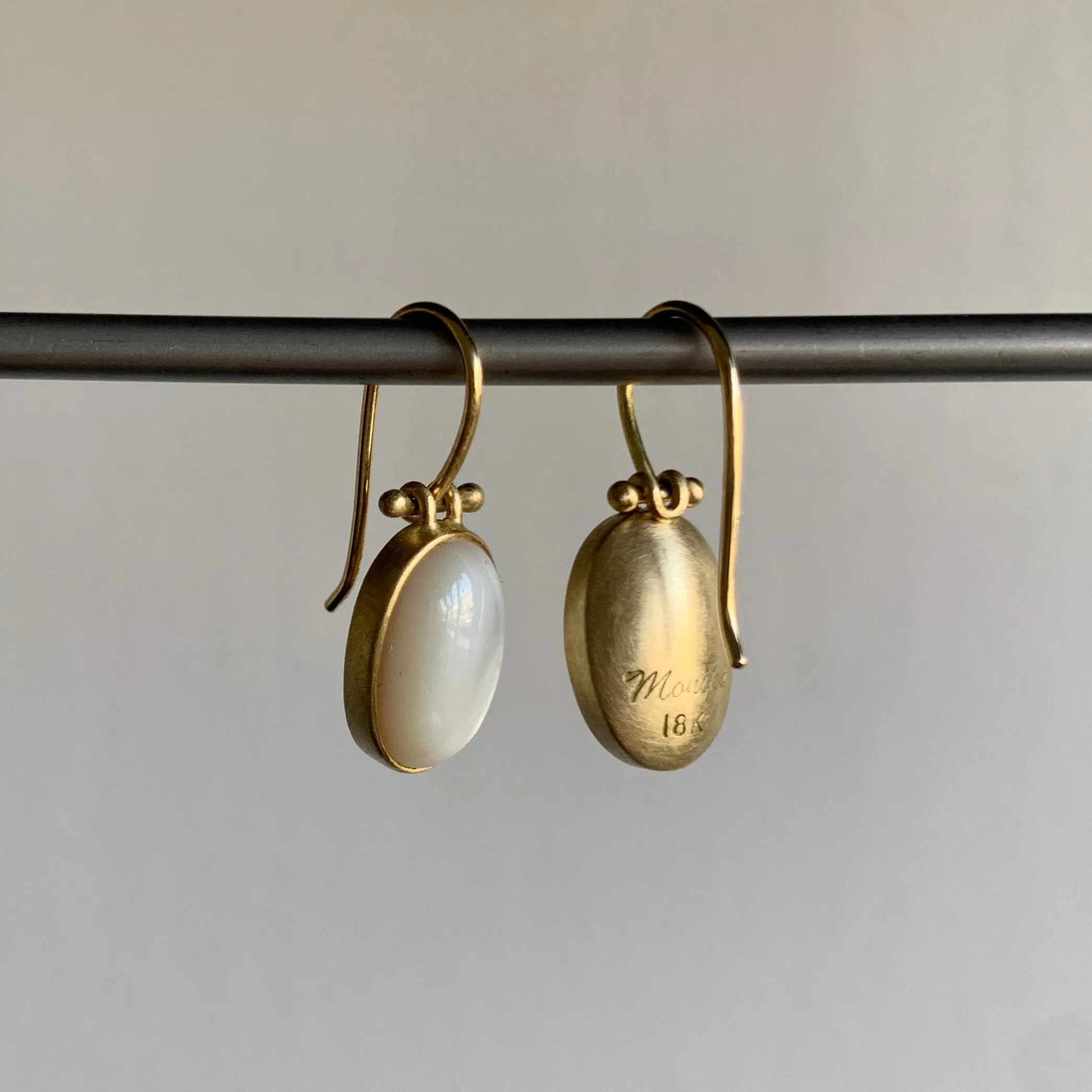 Oval Mother of Pearl Cabochon Earrings