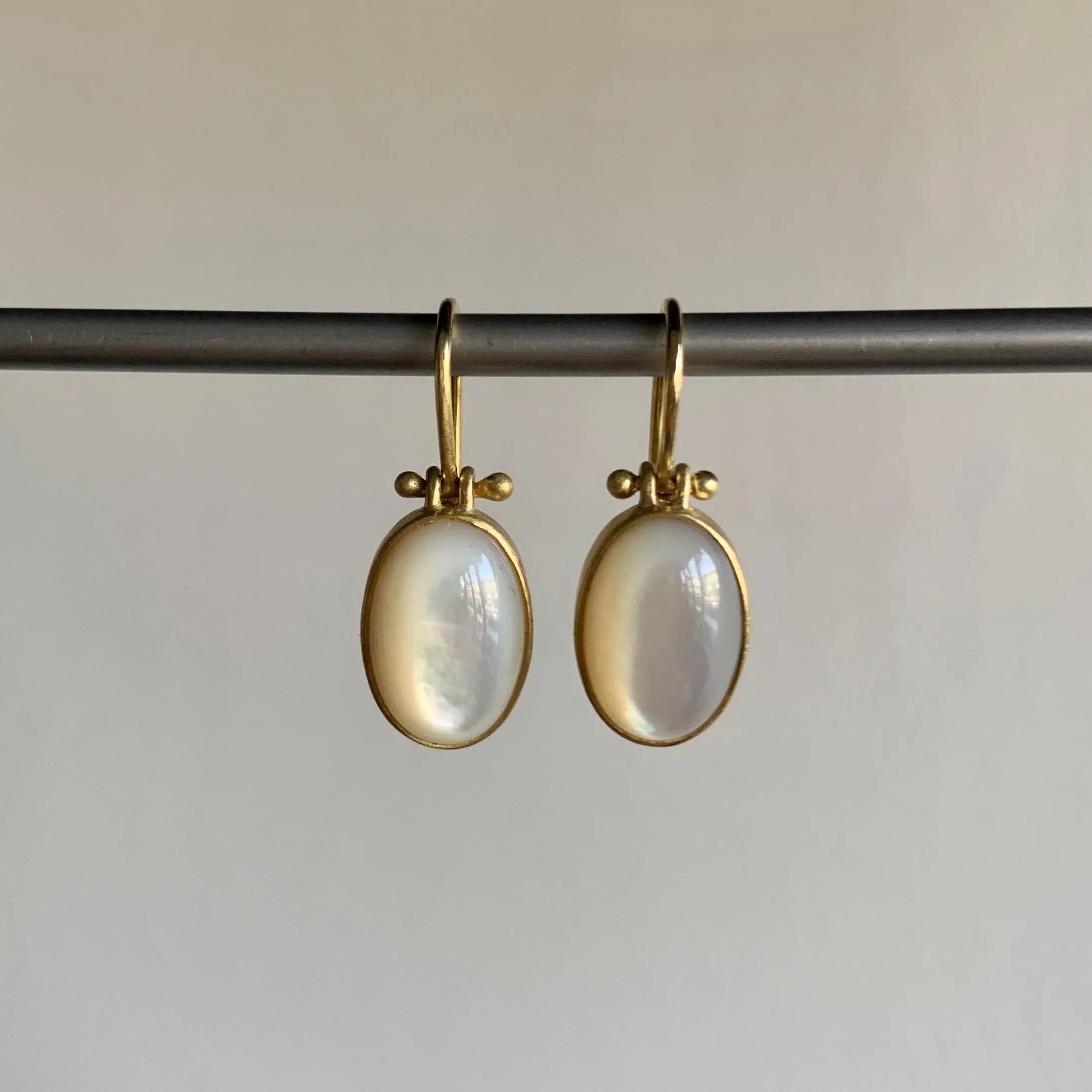 Oval Mother of Pearl Cabochon Earrings