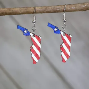 Patriotic Florida State Wooden Dangle Earrings by Cate's Concepts, LLC