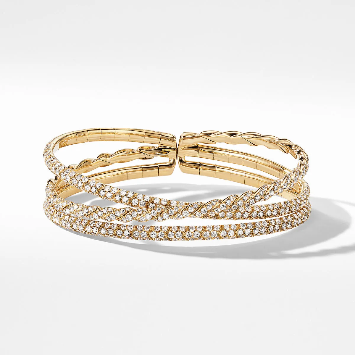 Paveflex Three Row Bracelet in 18K Yellow Gold with Diamonds