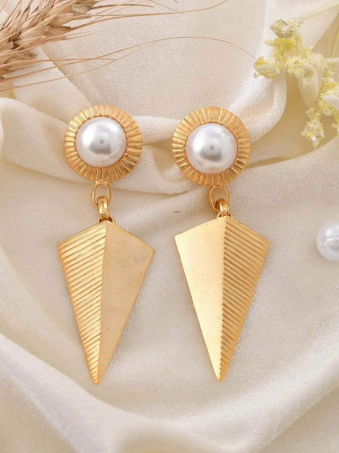 Pear Textured Inverted Triangle Drop Earrings