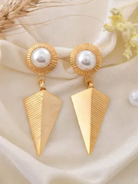 Pear Textured Inverted Triangle Drop Earrings