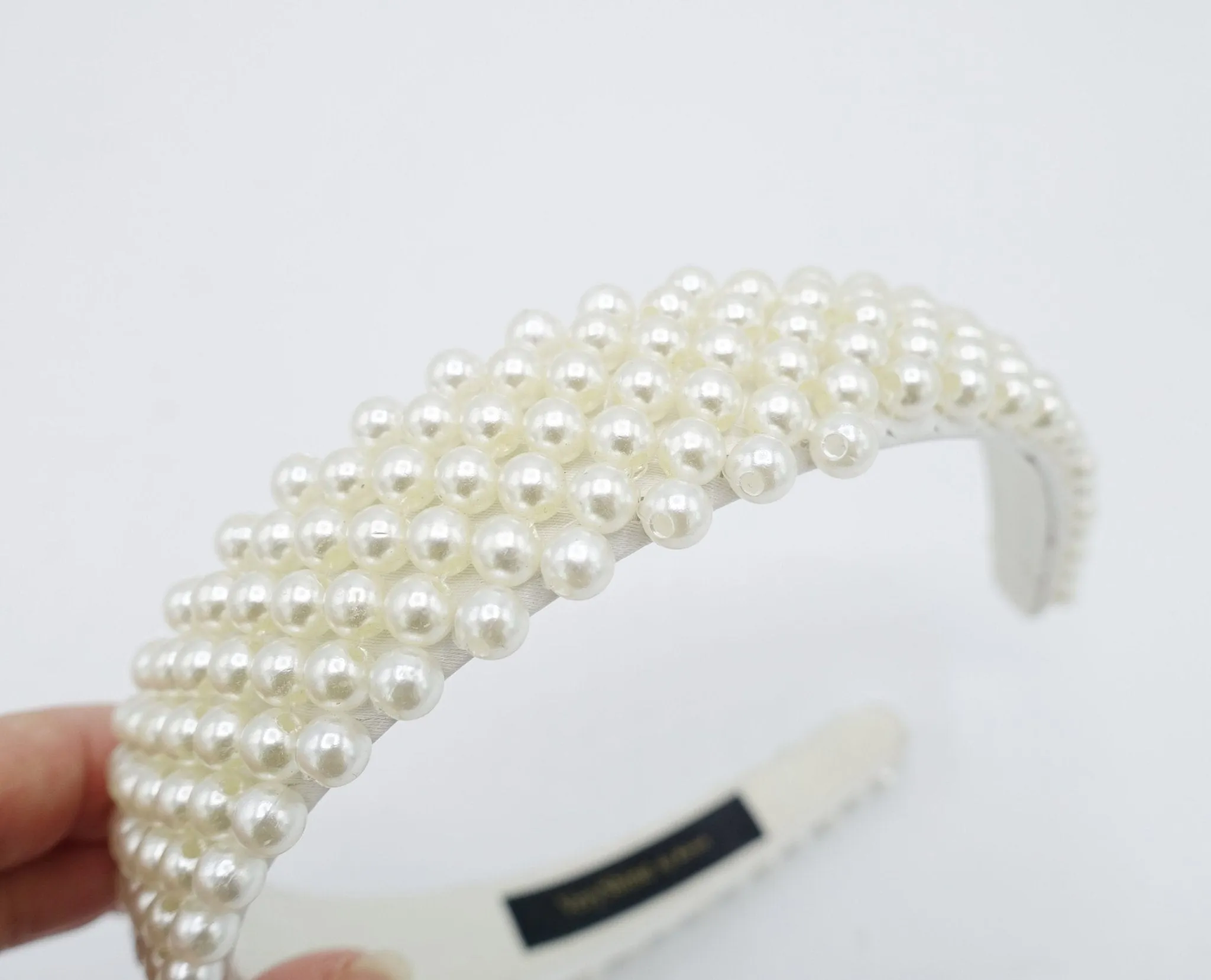 pearl beaded headband thread binding hairband women hair accessory