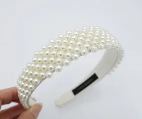 pearl beaded headband thread binding hairband women hair accessory