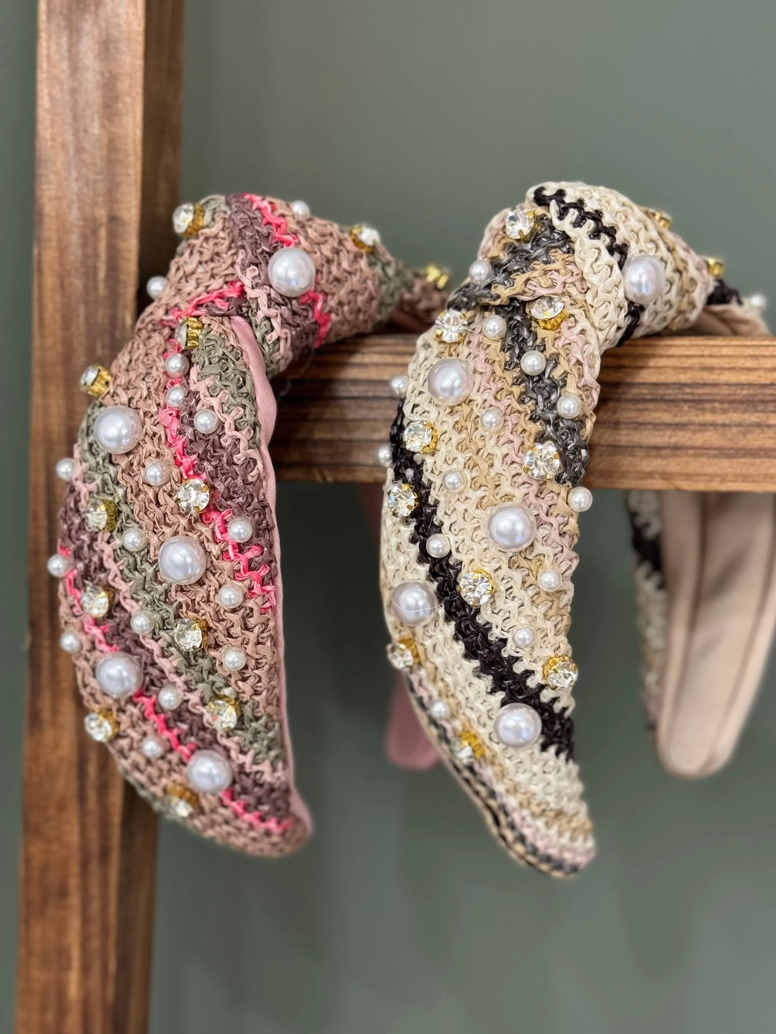 Pearl   Jewel Multi Color Top Knot Headband