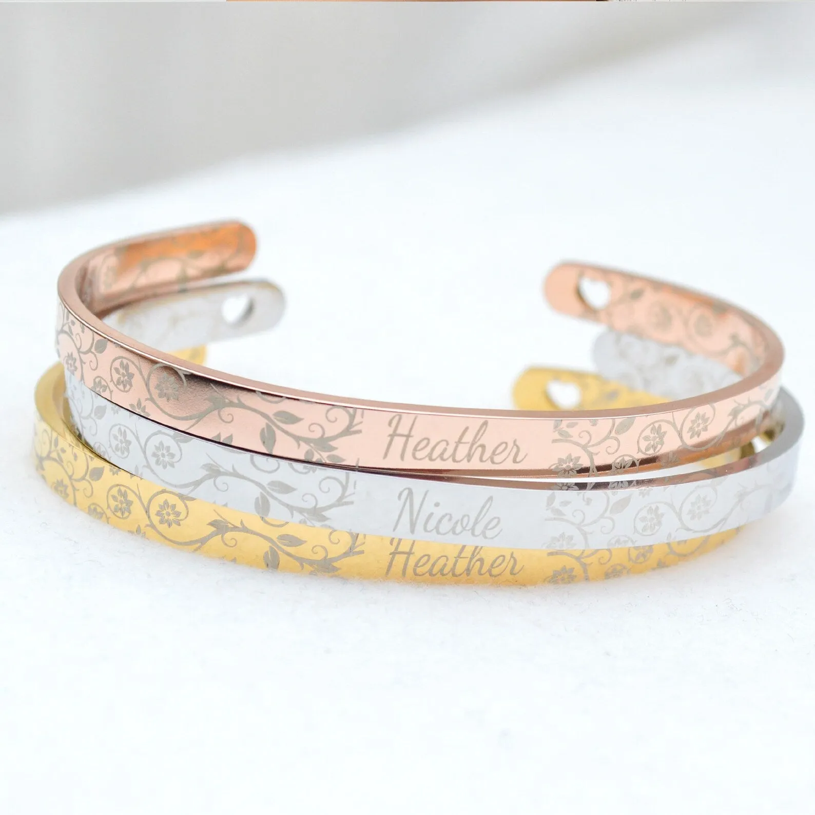 Personalised Cuff Bracelet, Handmade Jewelry, Engraved bracelet, Bridesmaid Gifts Silver Bracelet, Bracelets for Women, Personalized