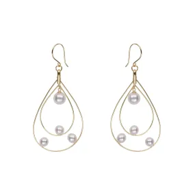 Petite Floating Pearl Hoop Earrings