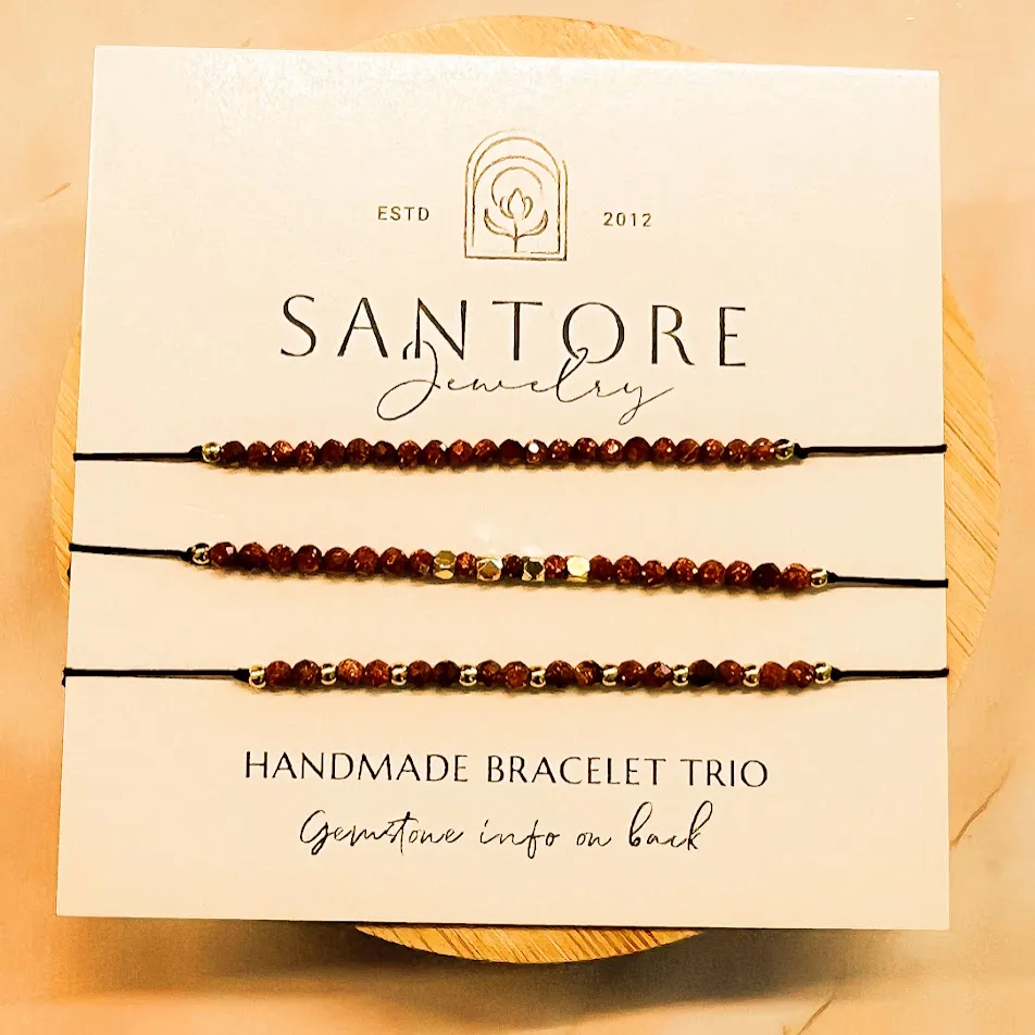 Petite Trio Bracelet - Choose your gemstone - Adjustable