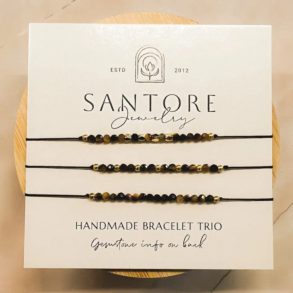 Petite Trio Bracelet - Choose your gemstone - Adjustable