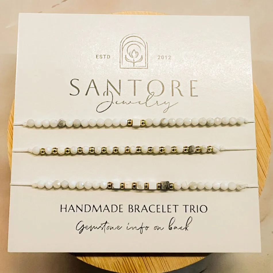 Petite Trio Bracelet - Choose your gemstone - Adjustable