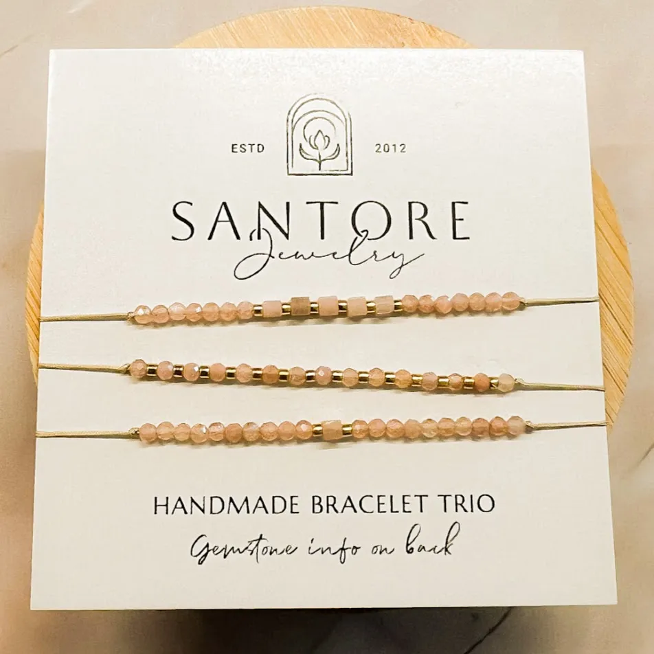 Petite Trio Bracelet - Choose your gemstone - Adjustable
