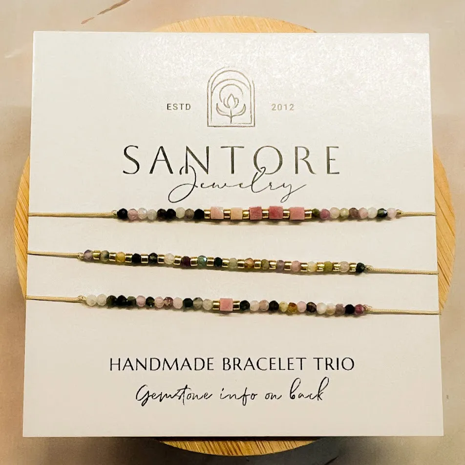 Petite Trio Bracelet - Choose your gemstone - Adjustable