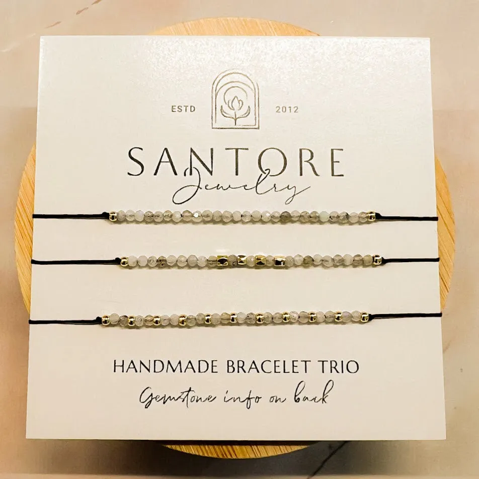Petite Trio Bracelet - Choose your gemstone - Adjustable