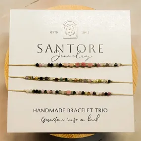 Petite Trio Bracelet - Choose your gemstone - Adjustable