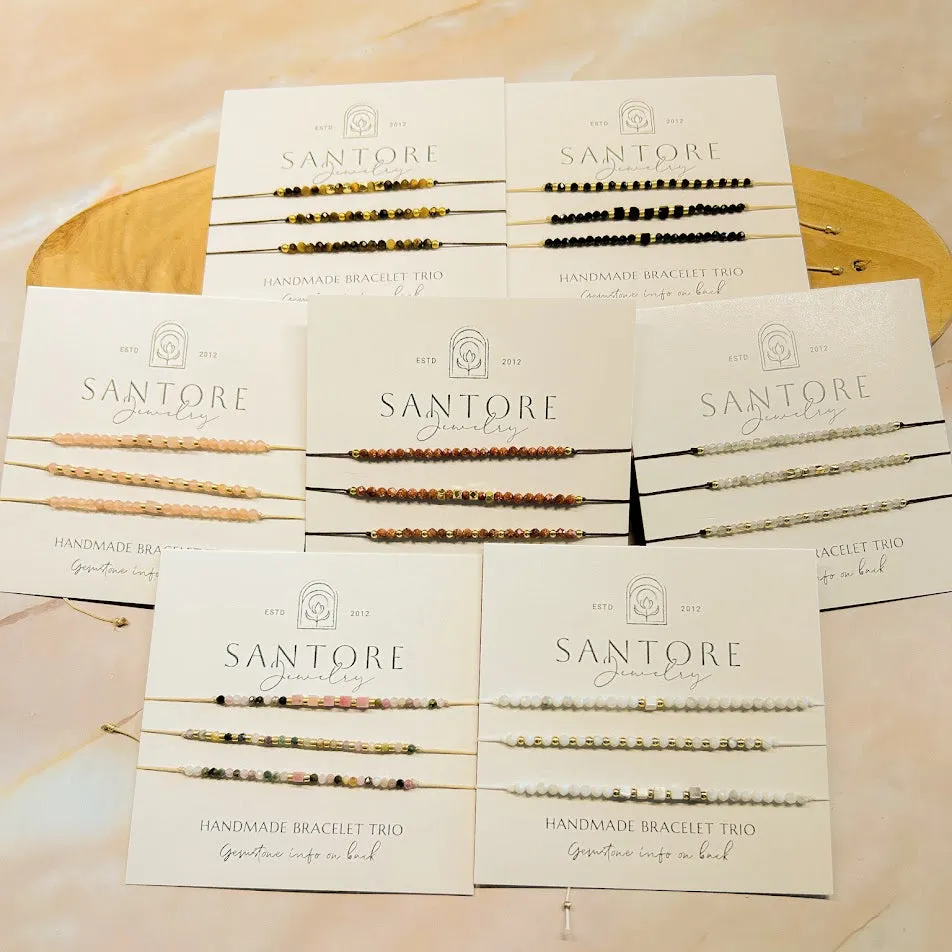 Petite Trio Bracelet - Choose your gemstone - Adjustable