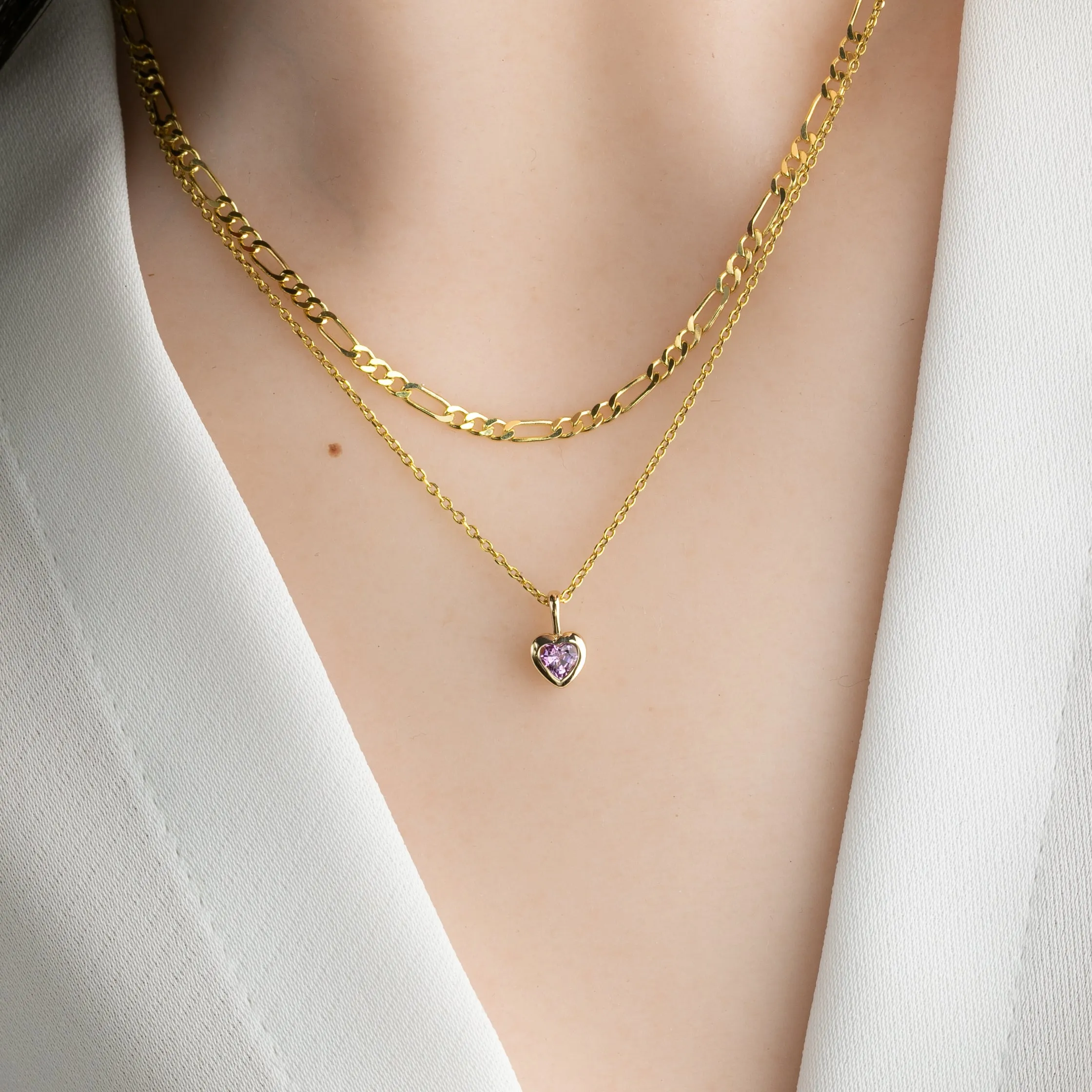 Pink Sapphire 3.5mm Heart Necklace