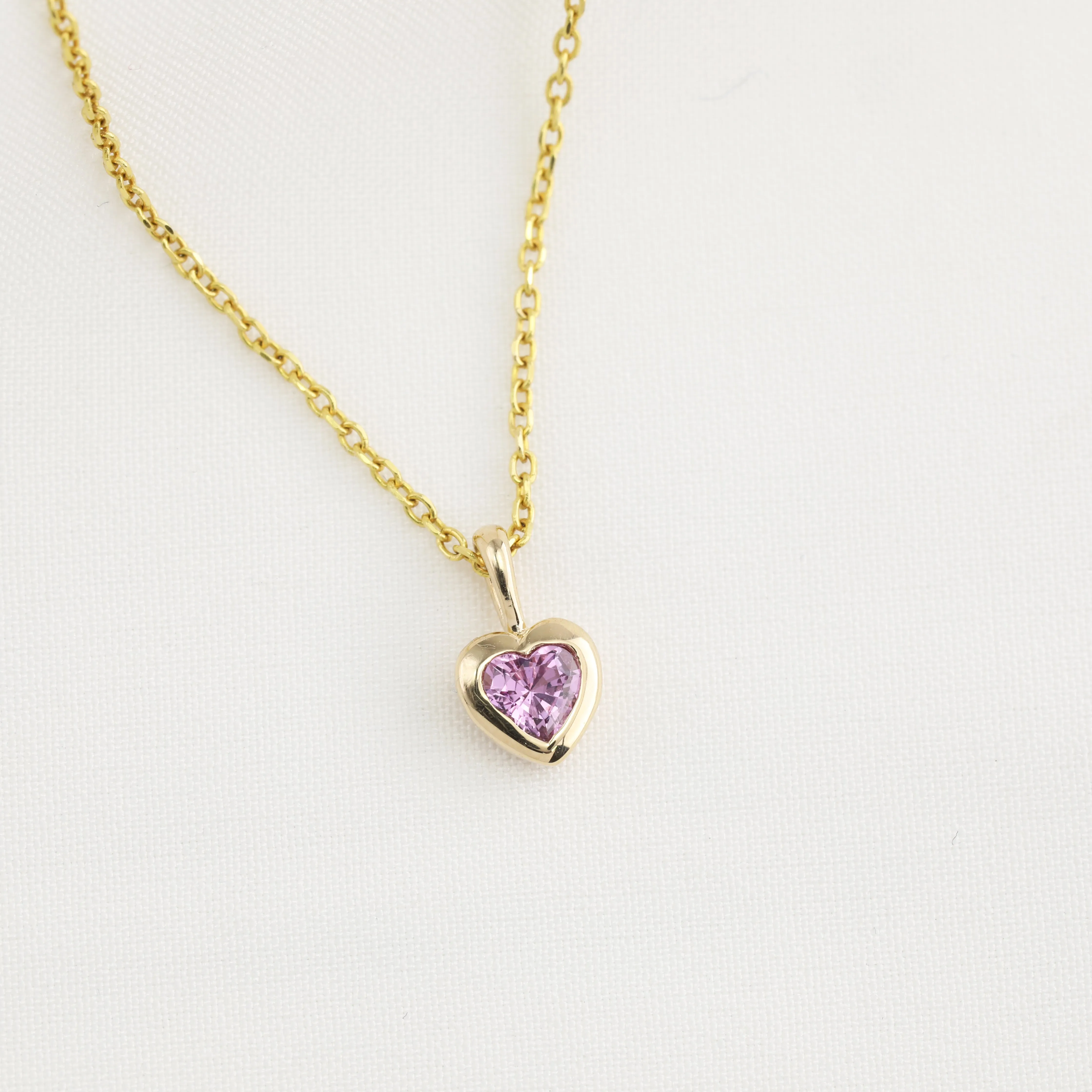 Pink Sapphire 3.5mm Heart Necklace
