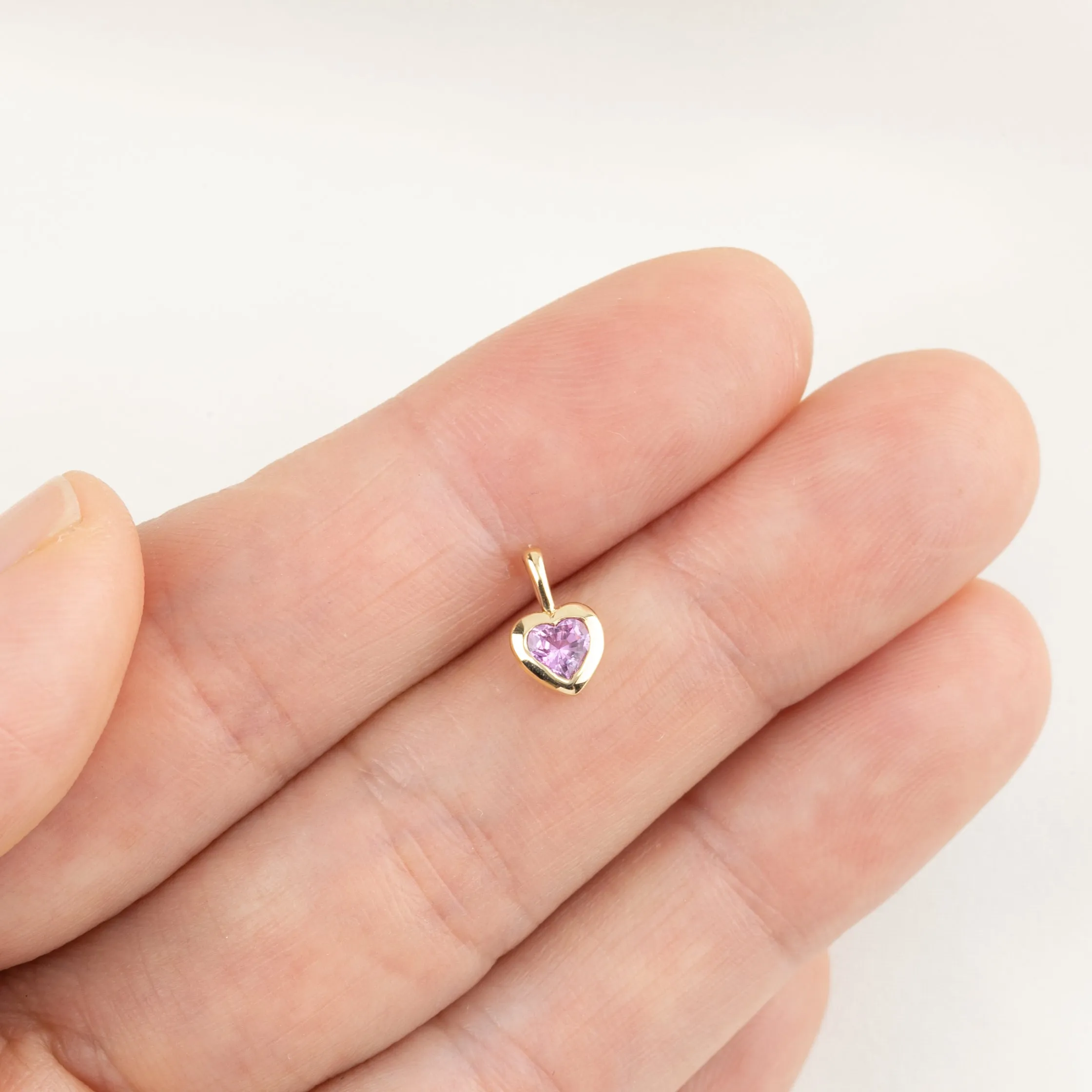 Pink Sapphire 3.5mm Heart Necklace