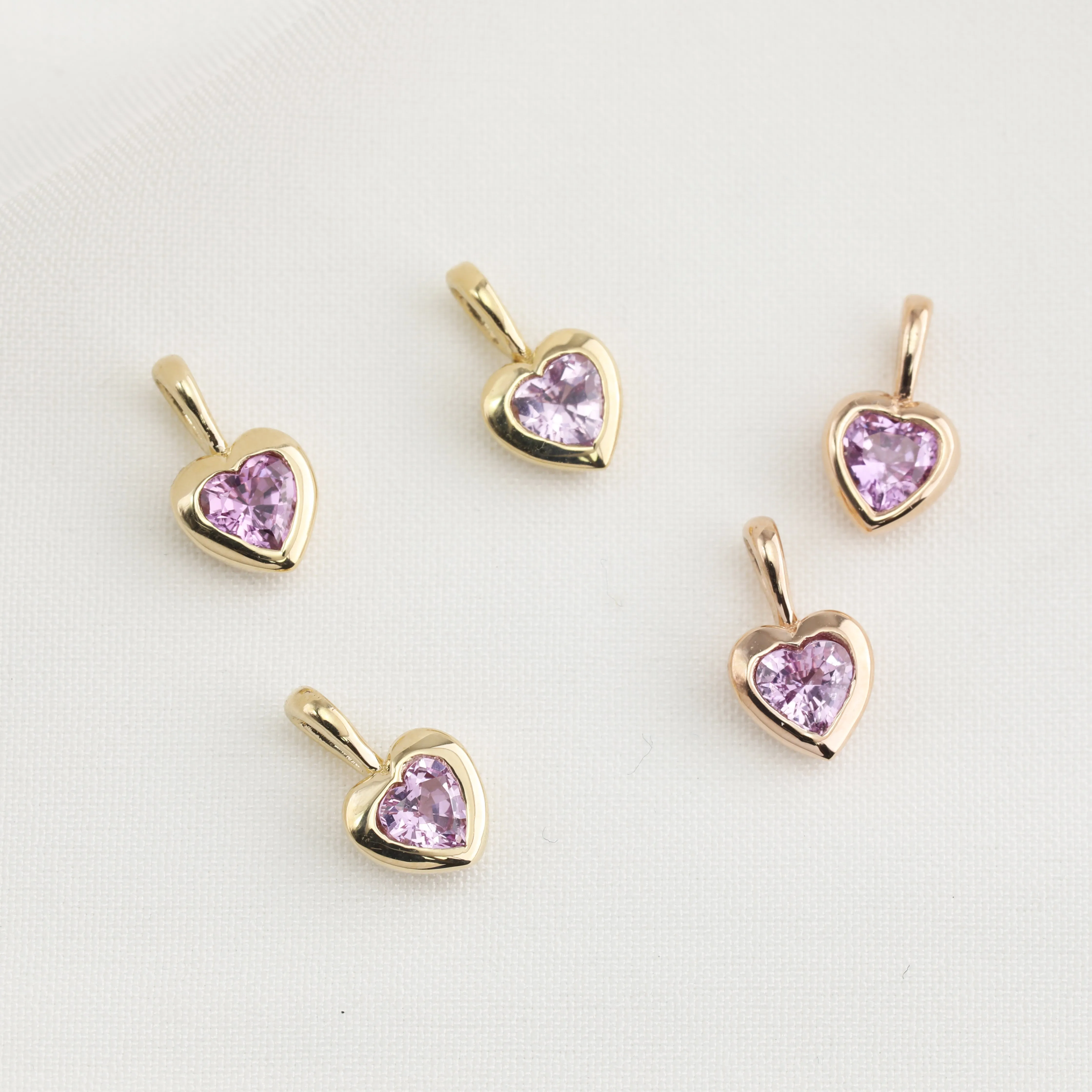 Pink Sapphire 3.5mm Heart Necklace