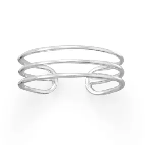 Polished Triple Row Sterling Silver Toe Ring