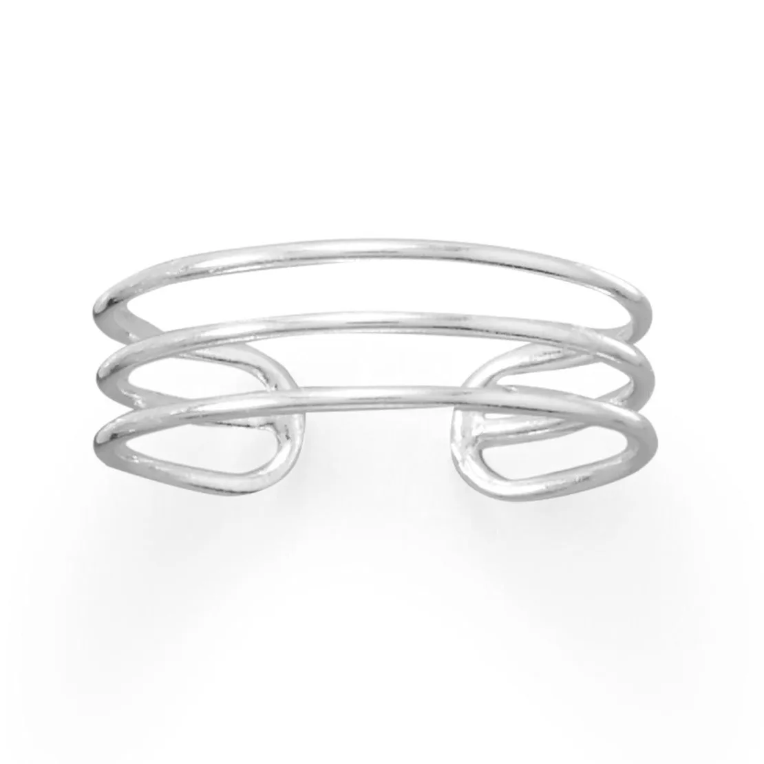 Polished Triple Row Sterling Silver Toe Ring