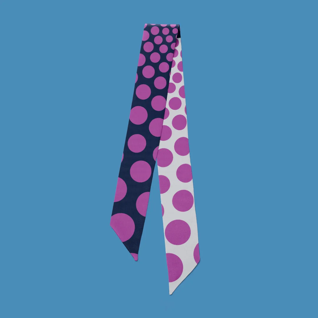 Polka Mini Scarf - Navy / Mauve