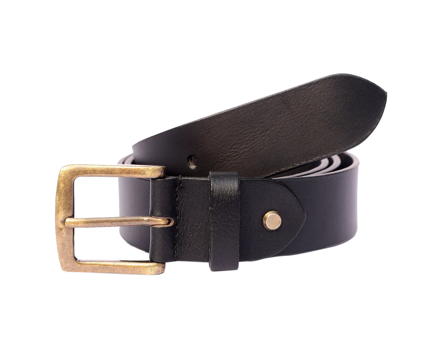 Premium Black Leather Belt With Golden Buckle,Art: LB-743