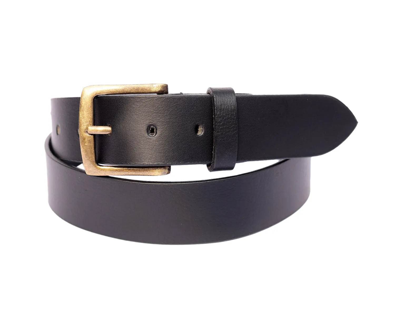 Premium Black Leather Belt With Golden Buckle,Art: LB-743