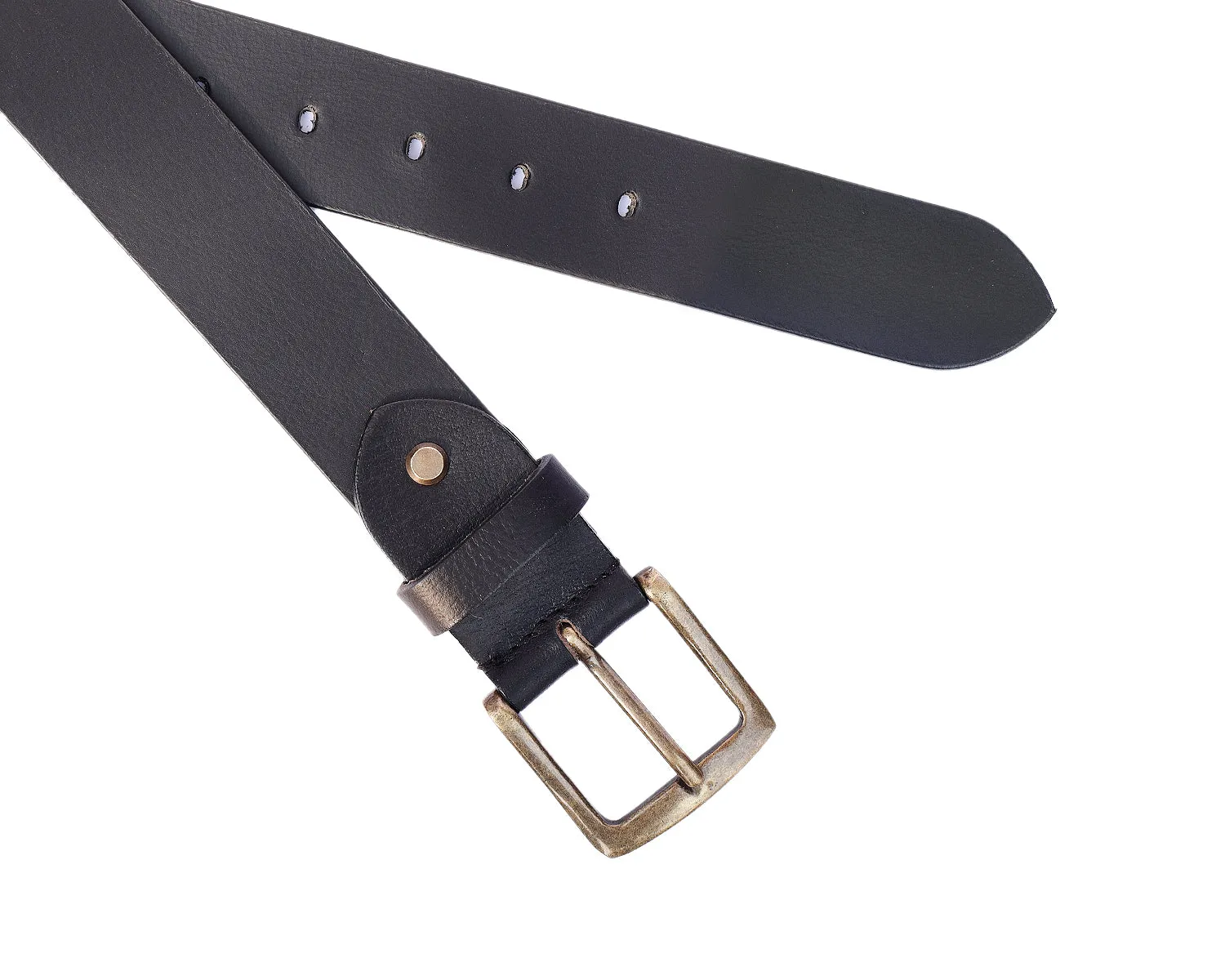 Premium Black Leather Belt With Golden Buckle,Art: LB-743