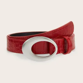 PU leather solid metal decor belt