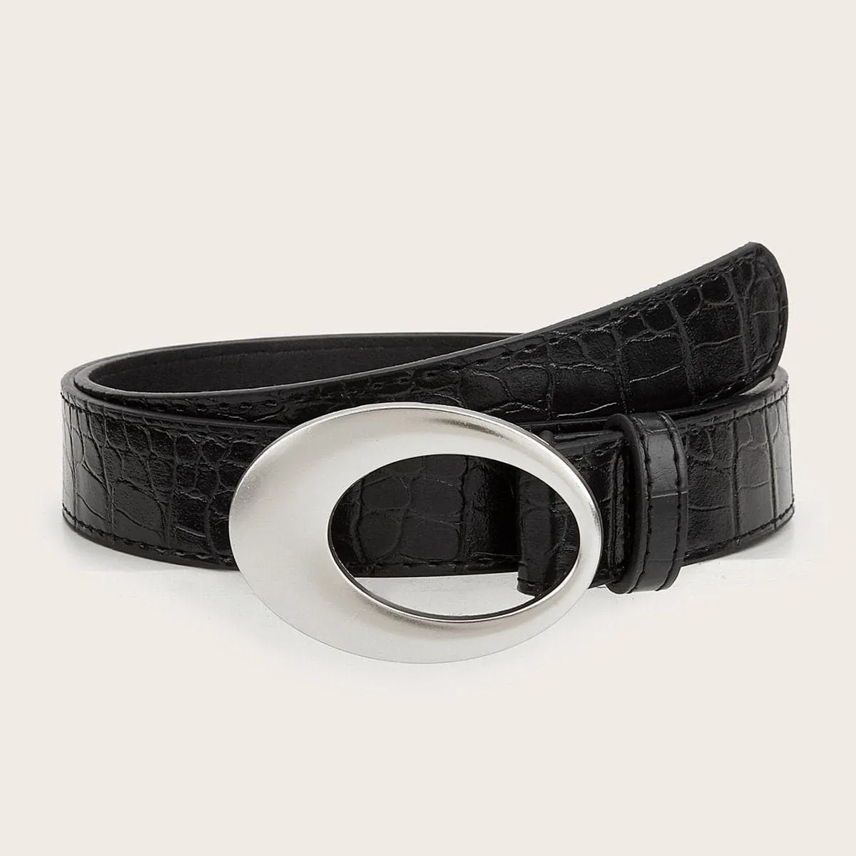 PU leather solid metal decor belt