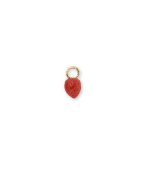 Puffy Coral Strawberry 14k Gold Earring Charm