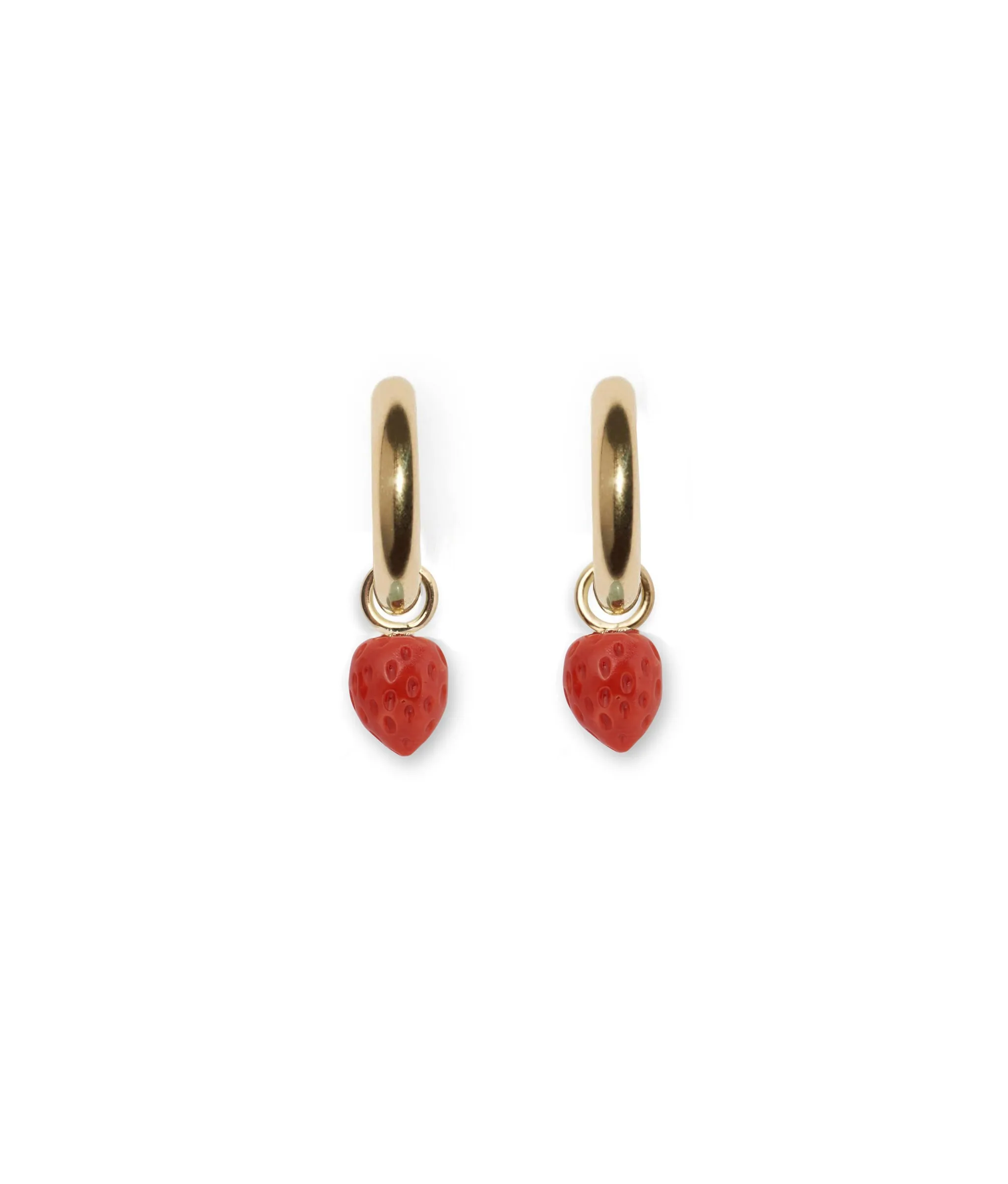 Puffy Coral Strawberry 14k Gold Earring Charm