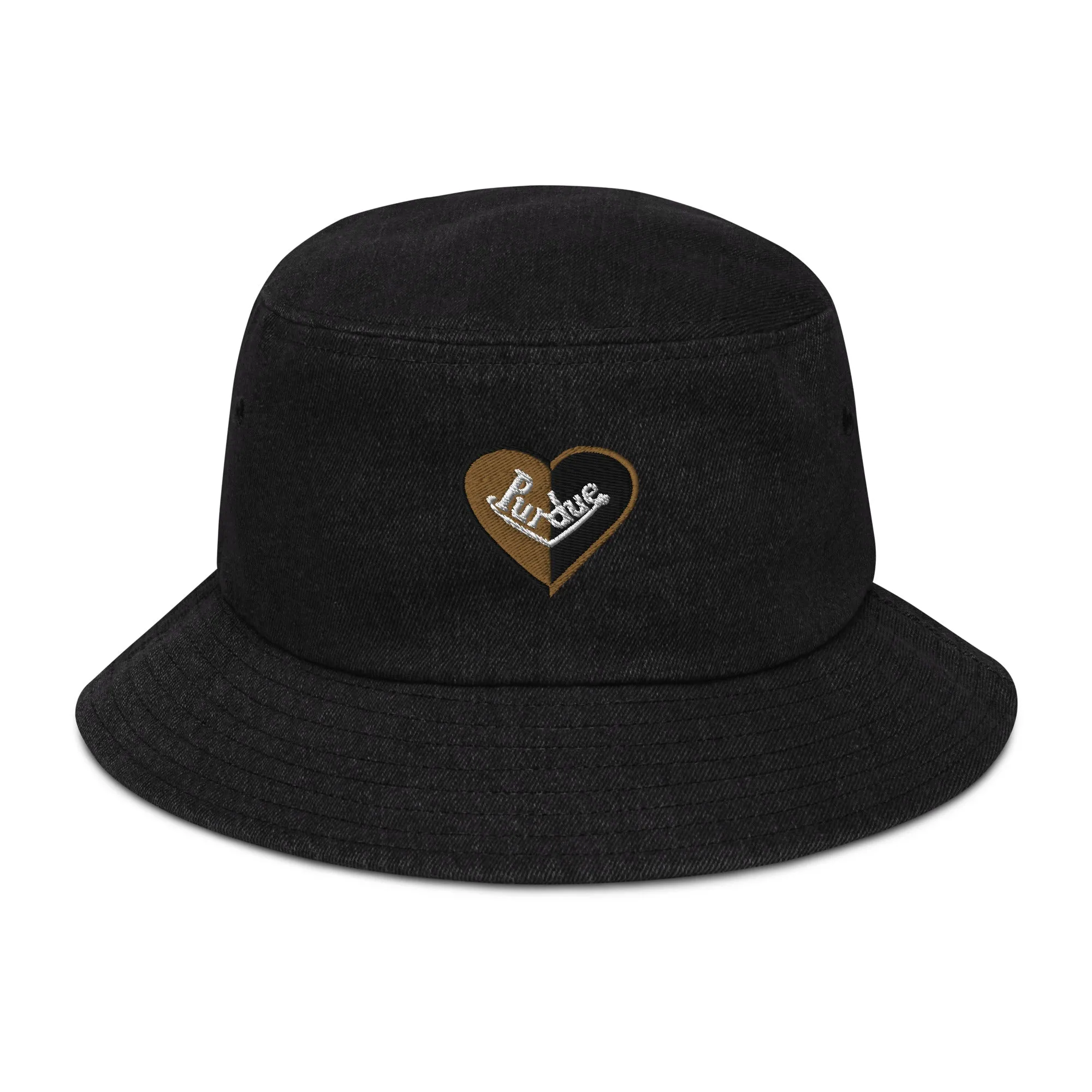 Purdue split heart denim bucket hat
