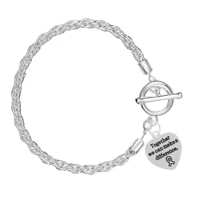 "Together we can make a Difference" Silver Rope Bracelet