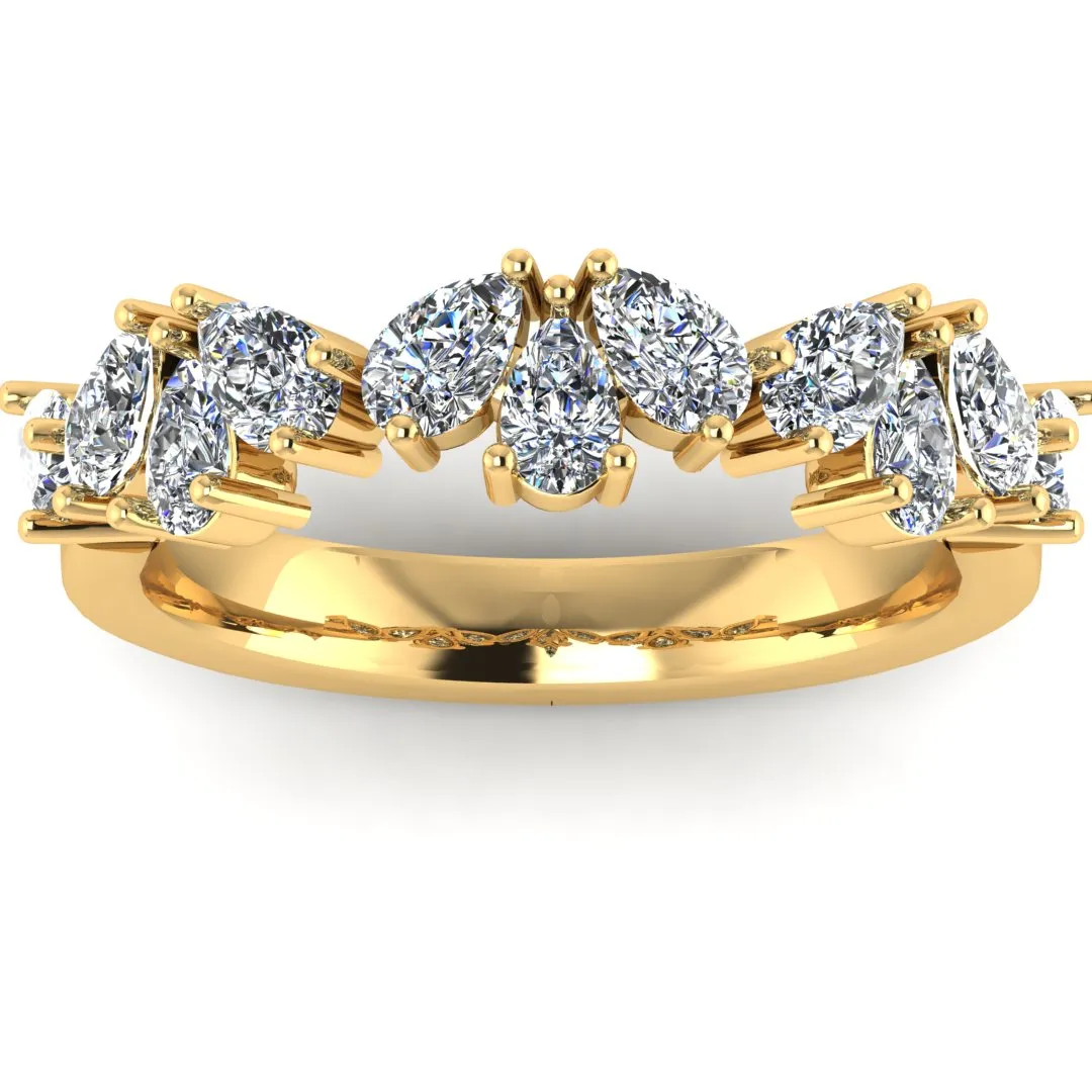 "Vivian" 1.00ct Pear Cut Pattern Diamond Half Eternity Diamond Ring ET3