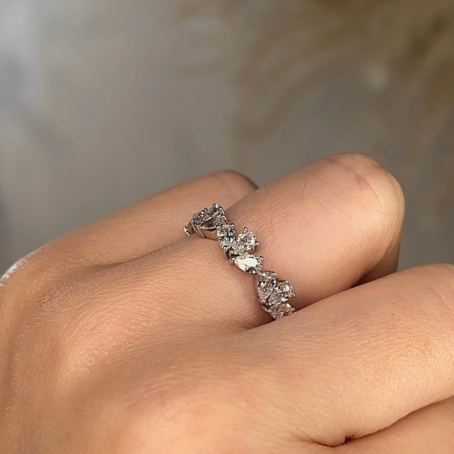 "Vivian" 1.00ct Pear Cut Pattern Diamond Half Eternity Diamond Ring ET3